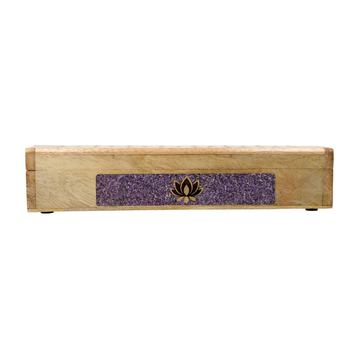 Wierookbrander lotus amethist mangohout opbergdoos (31,5cm)