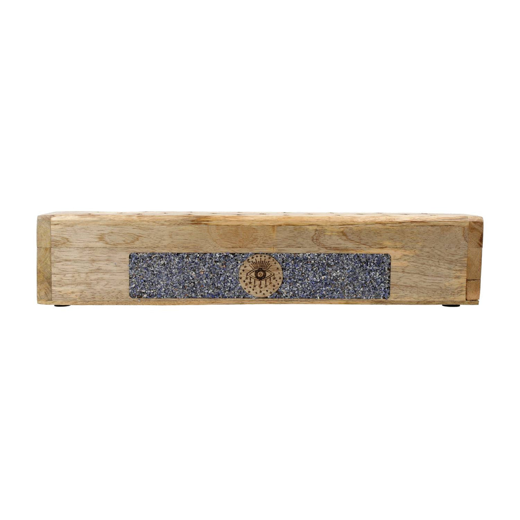 Incense Burner Storage Box: All-Seeing Eye Sodalite, Mango Wood (31.5 cm)