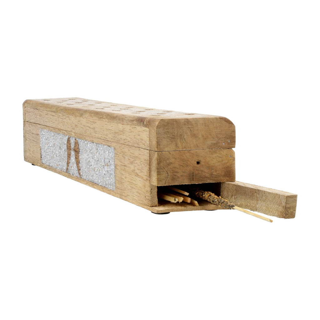 Wierookbrander engelenvleugels (31,5cm) mangohout met opbergdoos