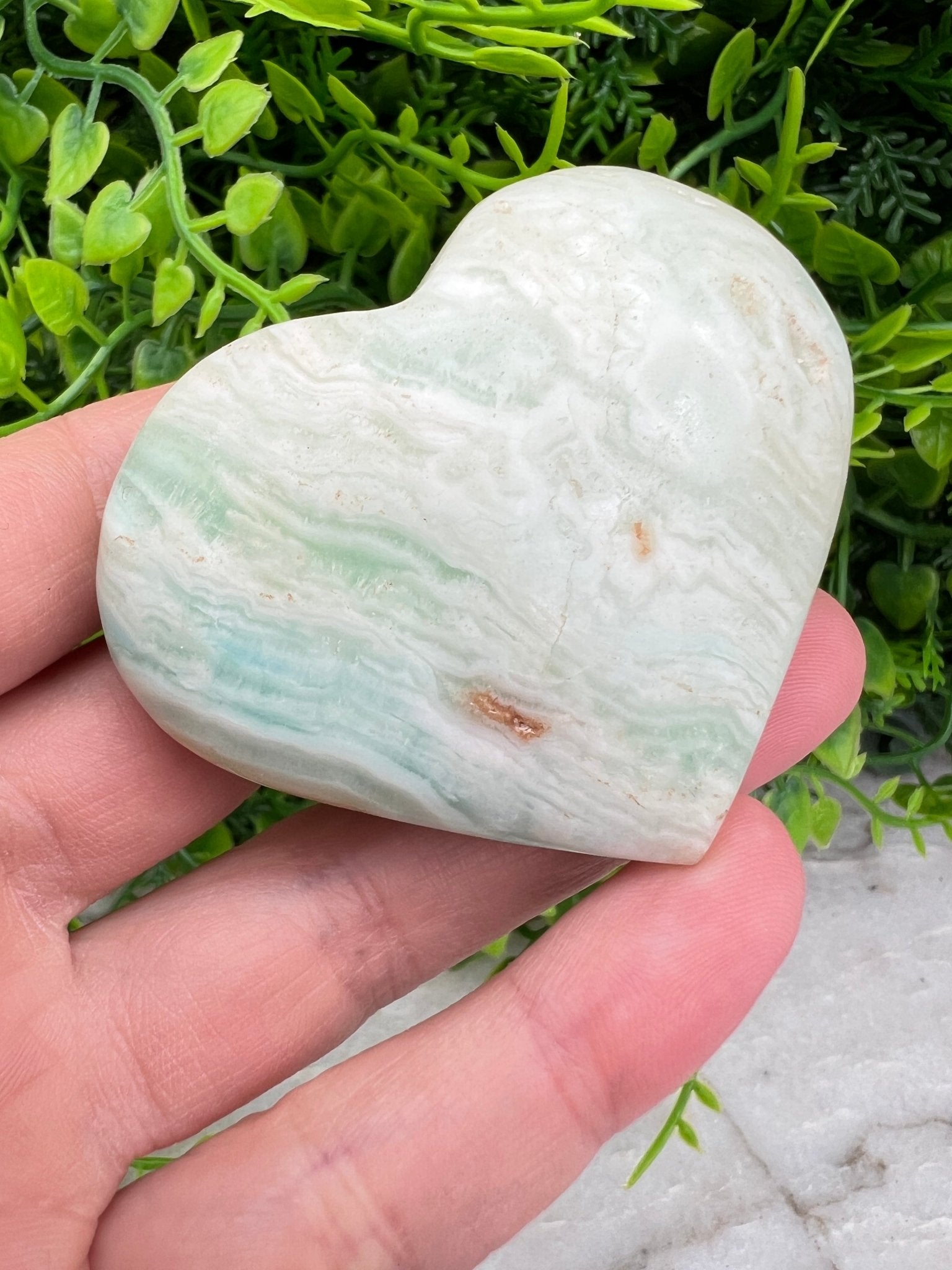 Blaues Aragonit (Caribean Blue Calcite) Herz (6 cm) von KEY LIME STORE