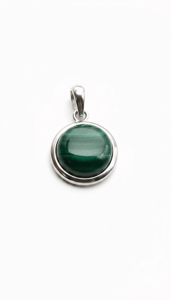 925er Sterlingsilber | Malachit-Anhänger (insgesamt 17 mm) von KEY LIME STORE