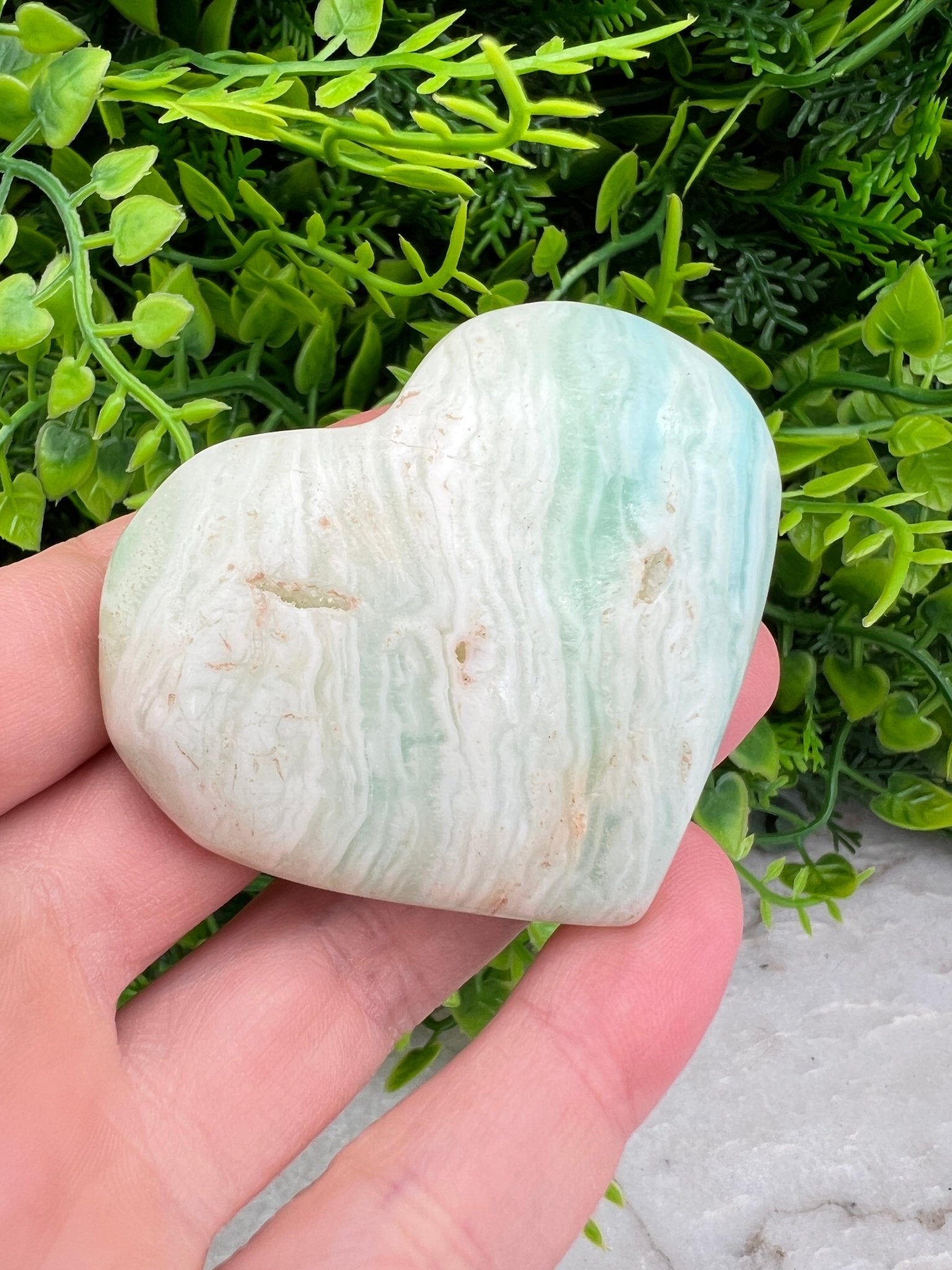 Blaues Aragonit (Caribean Blue Calcite) Herz (6 cm) von KEY LIME STORE