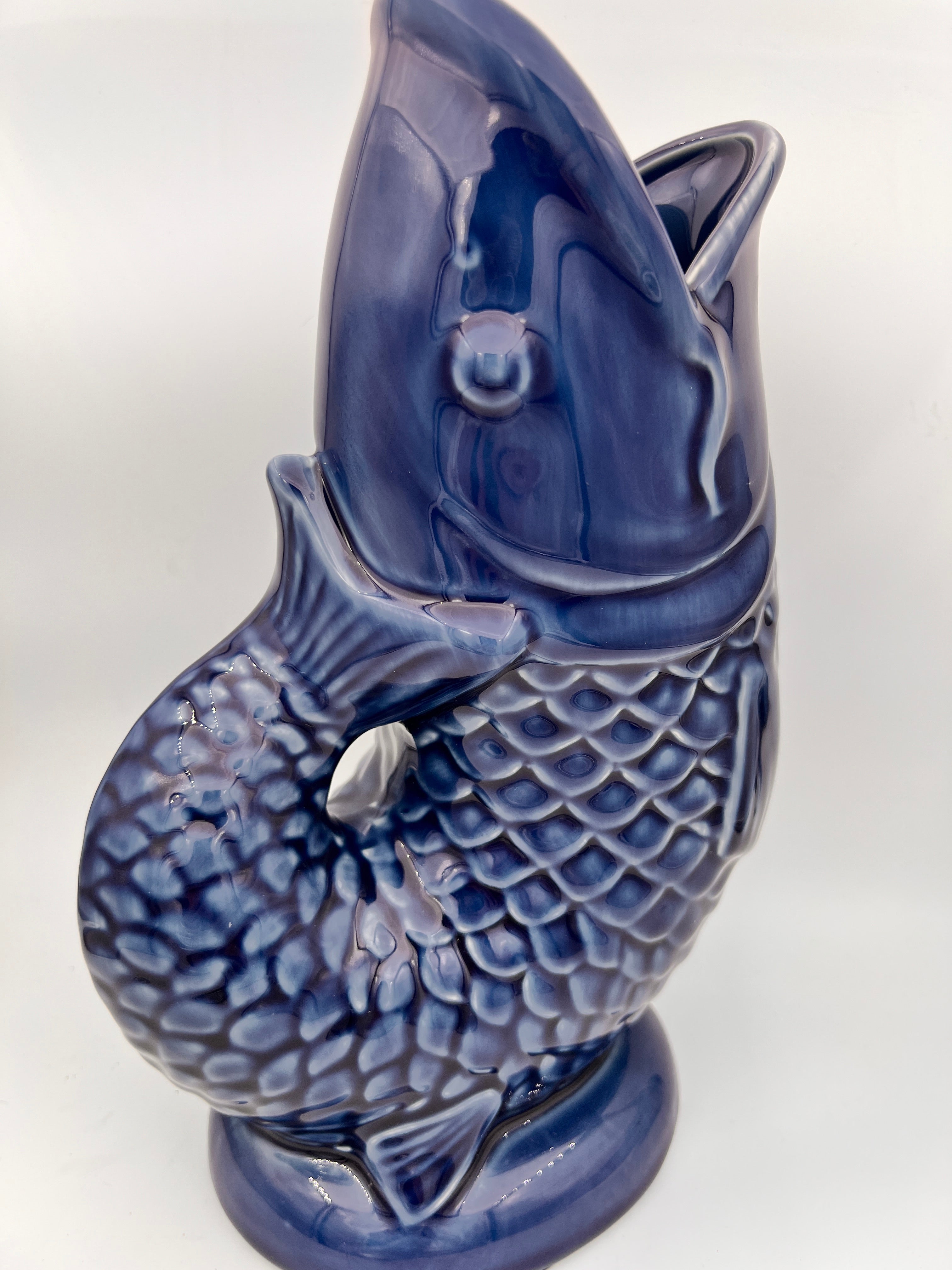 Blauwe vis vaas van 26 cm hoog