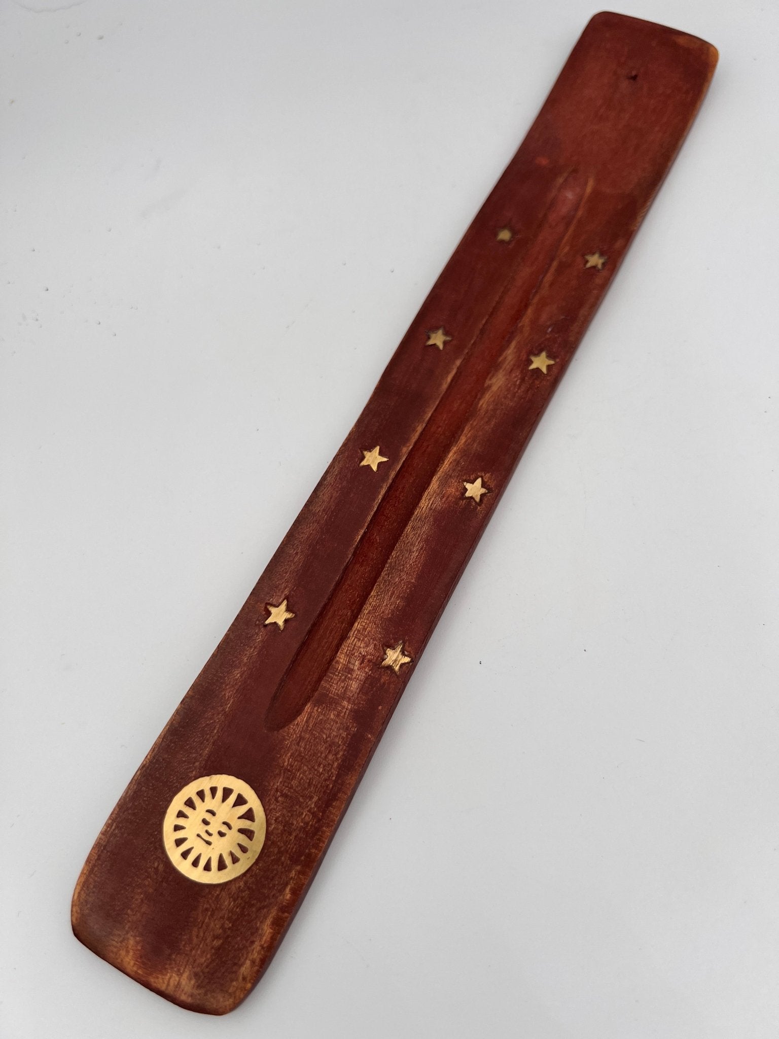 Wierookhouder hout metaal ingelegd by KEY LIME STORE