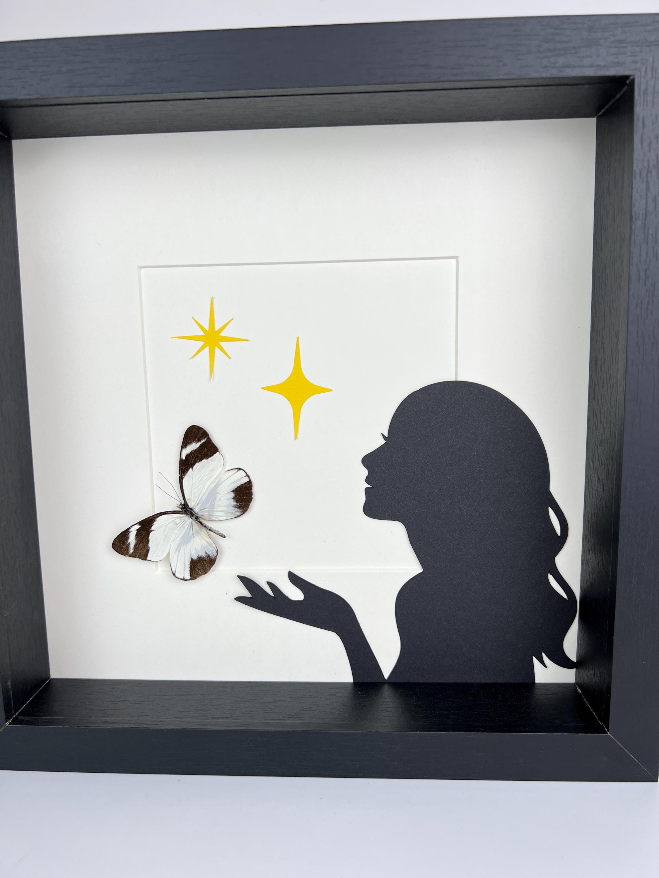 Echte vlinder | Perrhybris Pamela met print in lijst (25x25cm)