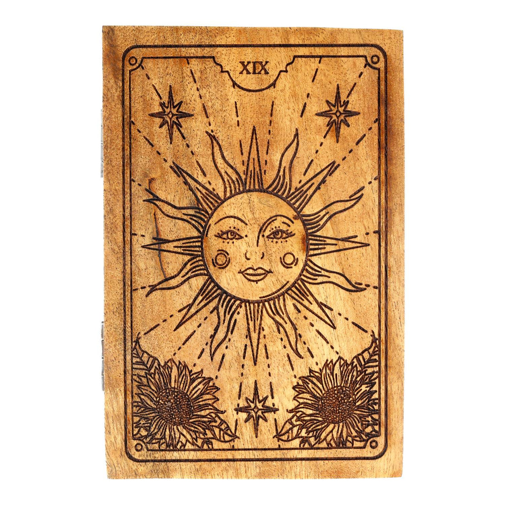 Acaciahouten tarotdoos zon (15,5x10x6cm)