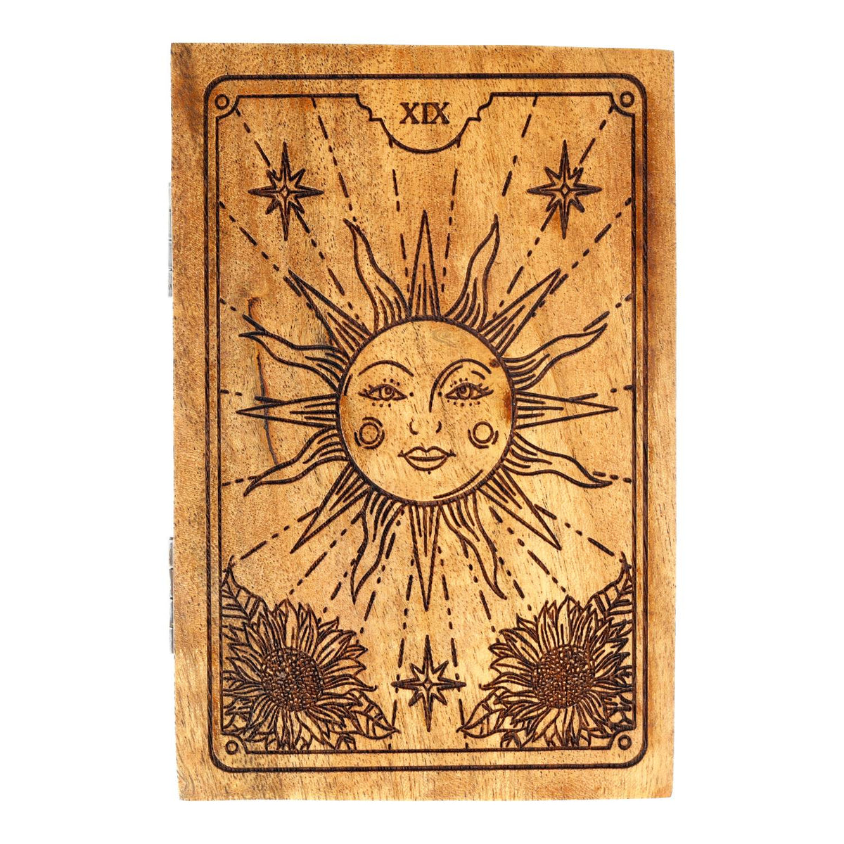 Acaciahouten tarotdoos zon (15,5x10x6cm)