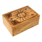 Acaciahouten tarotdoos zon (15,5x10x6cm)