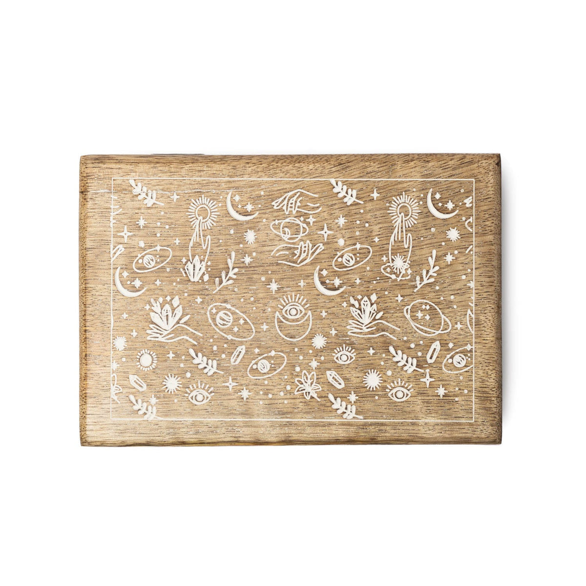 Mangohouten tarotdoos whitewas mystiek (18x12x6cm)