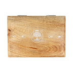 Mangohouten tarotdoos whitewas levensboom (18x12x6cm)