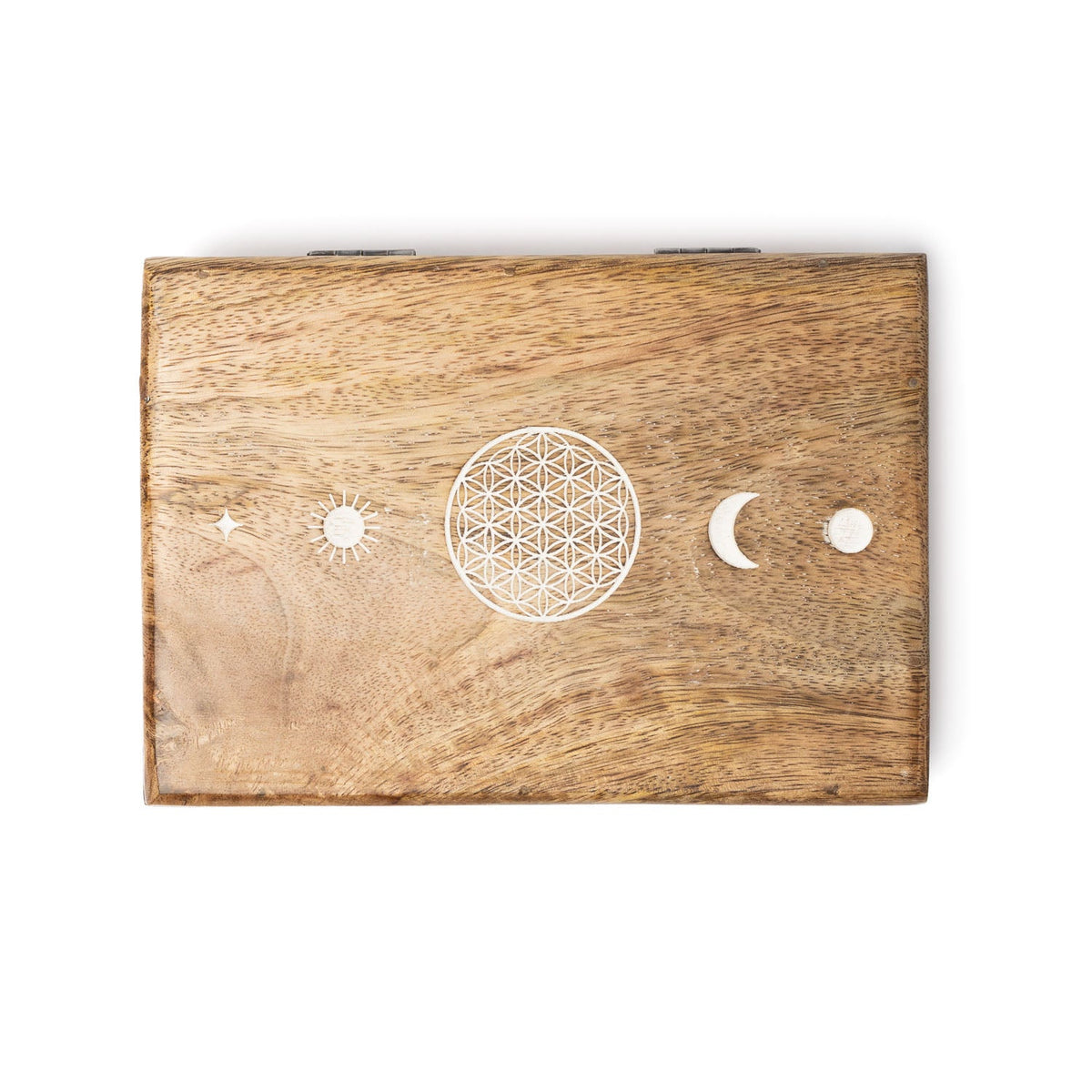 Mangohouten tarotdoos bloem des levens (18x12x6cm)