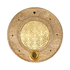 Wierookbrander hout rond Bloem des Levens mangohout (10 cm)
