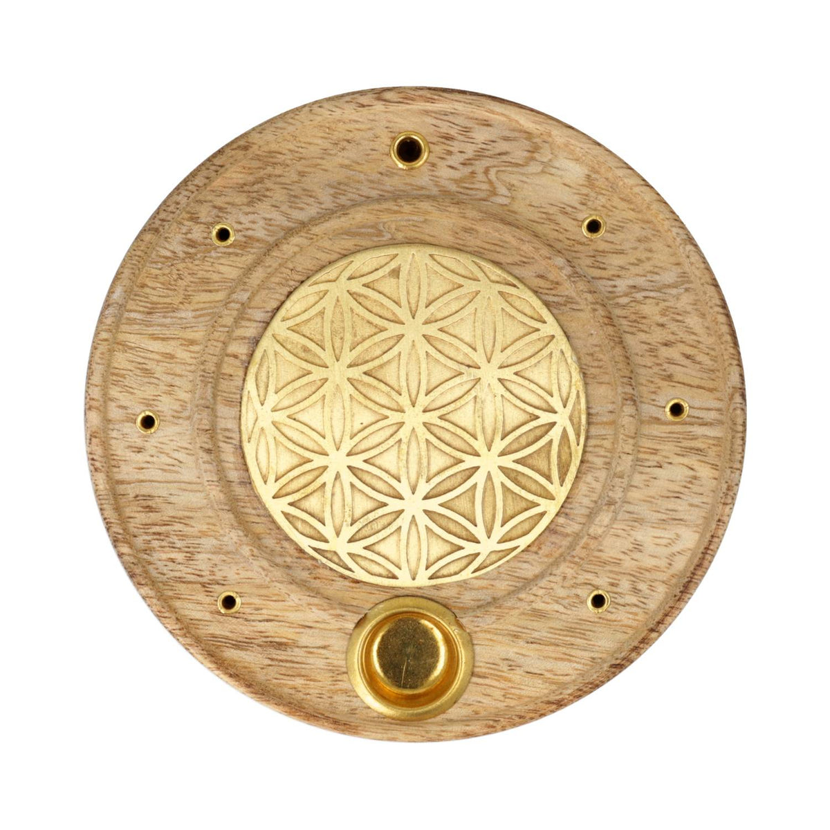 Wierookbrander hout rond Bloem des Levens mangohout (10 cm)
