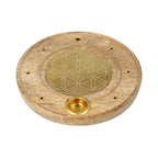 Wierookbrander hout rond Bloem des Levens mangohout (10 cm)