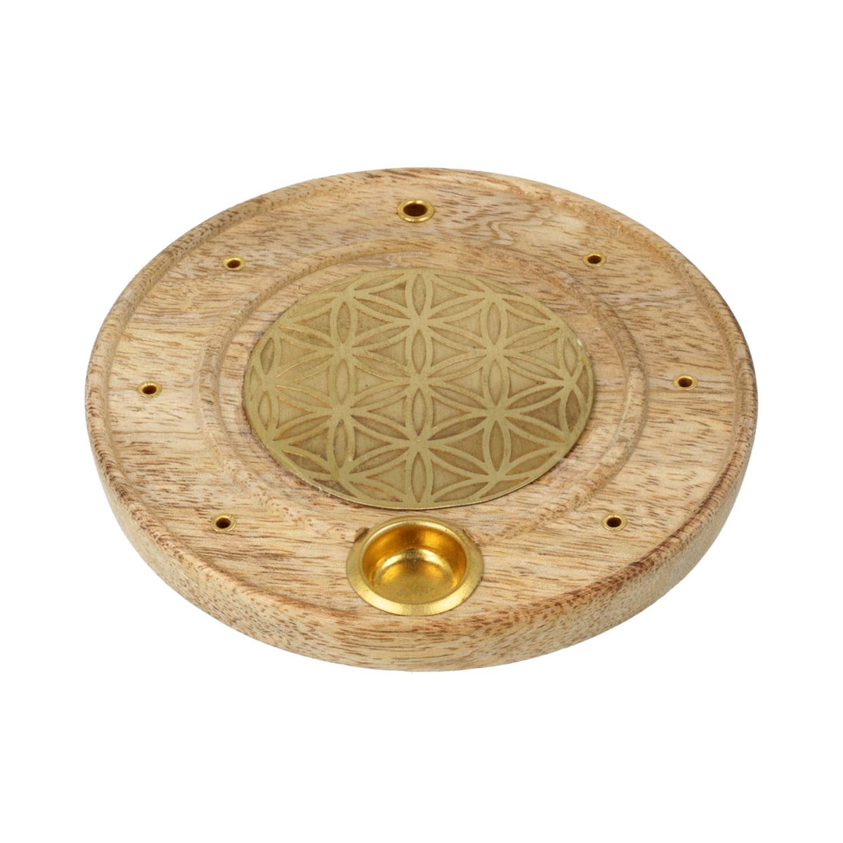 Wierookbrander hout rond Bloem des Levens mangohout (10 cm)