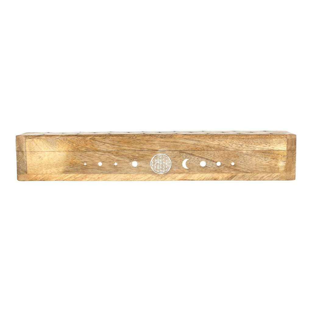 Wierookbrander kistje Bloem des Levens mangohout (31x6x5 cm)