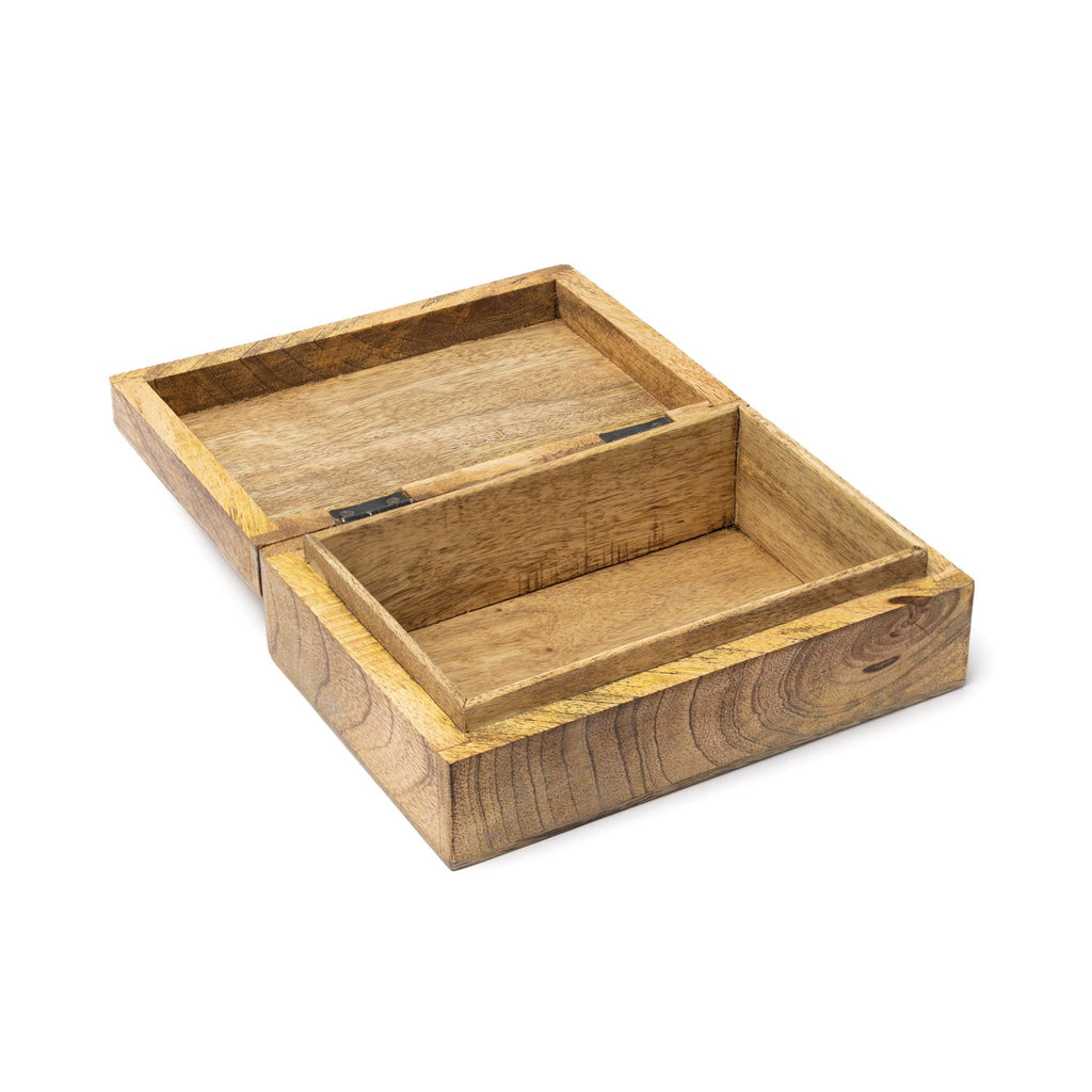 Mango Wood Tarot Box, Whitewashed All-Seeing Eye (18x12x6 cm)