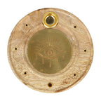 Wierookbrander alziend oog rond mangohout messing (10 cm)