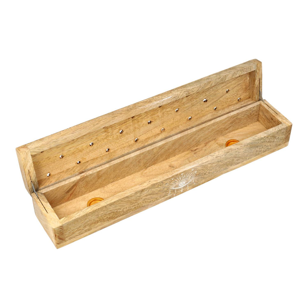 Wierookbrander kistje Alziend Oog mangohout (31x6x5 cm)