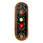 Wierookbrander mangohout bloemmotief zwart (28x9,5cm)