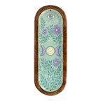 Wierookbrander maan turquoise schaaltje mangohout (28x9,5cm)