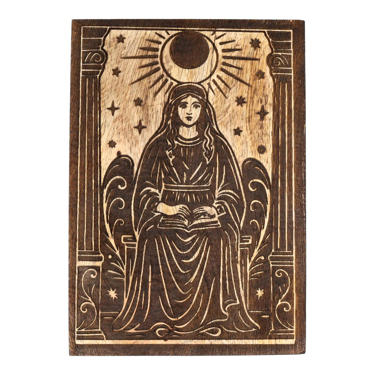 Mangohouten tarotdoos priesteres (17,5x12,5x6,5cm)