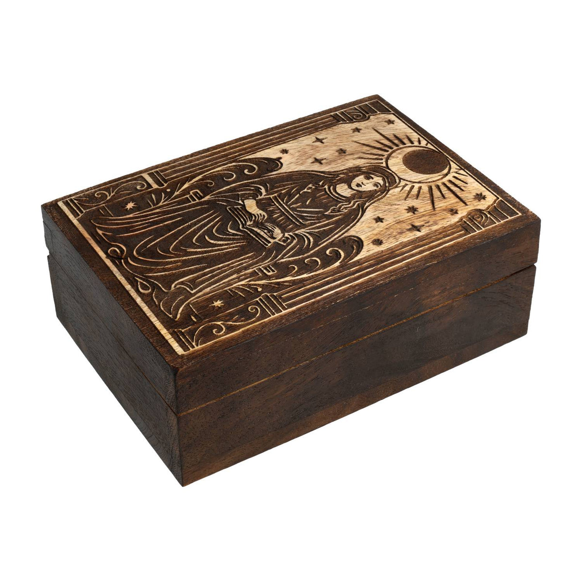 Mangohouten tarotdoos priesteres (17,5x12,5x6,5cm)