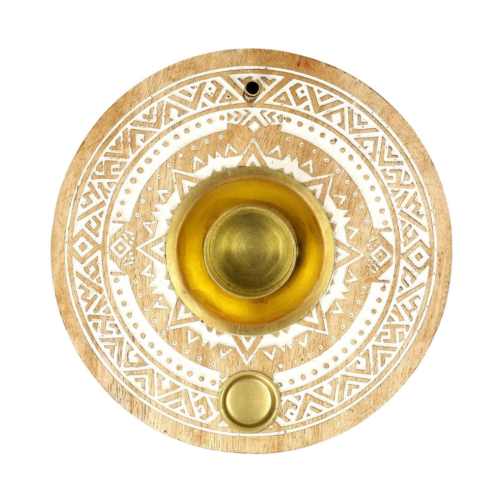 Palo santo houder, wierookbrander mangohout whitewash (13cm)