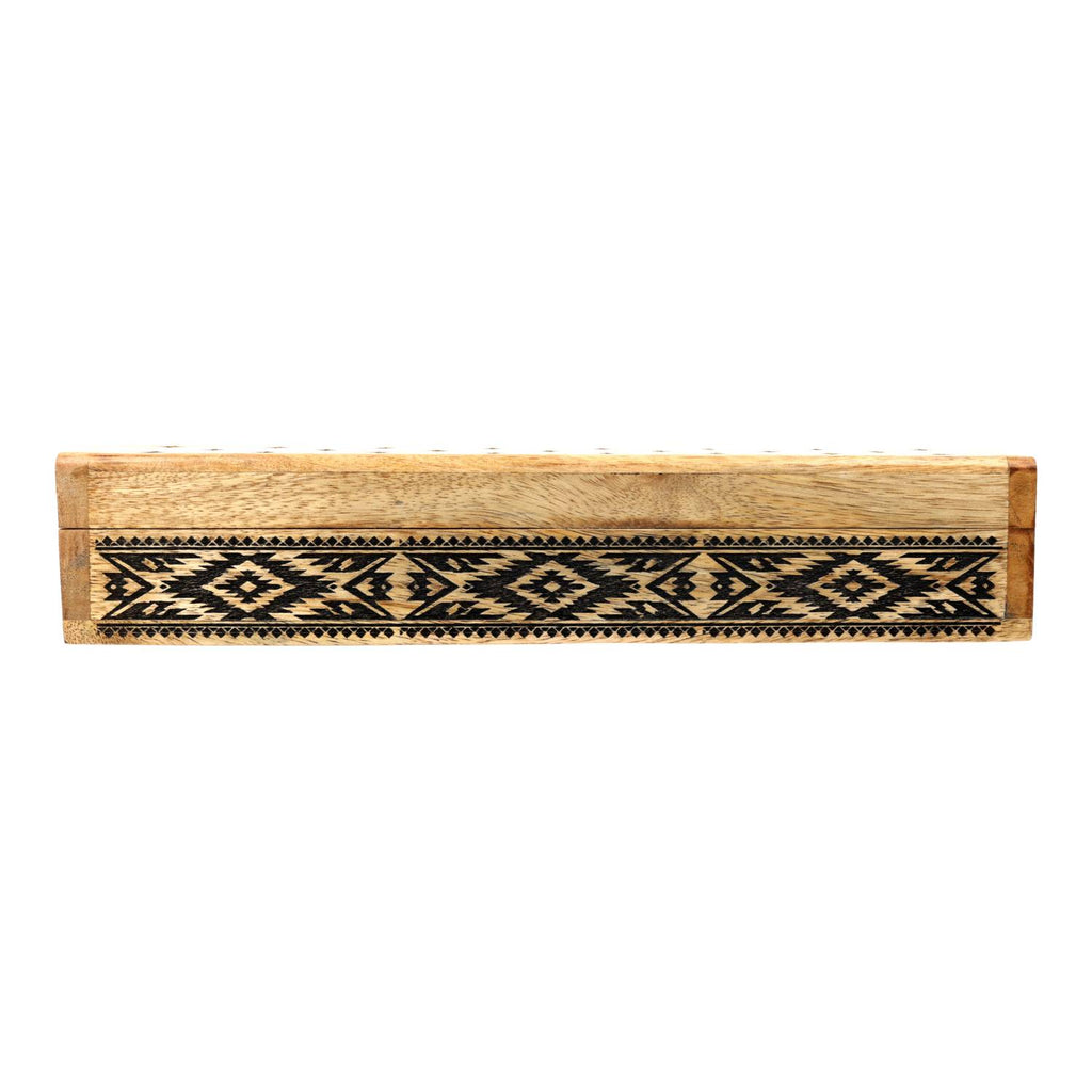 Wierookbrander kistje tribal mangohout (31x6x5 cm)