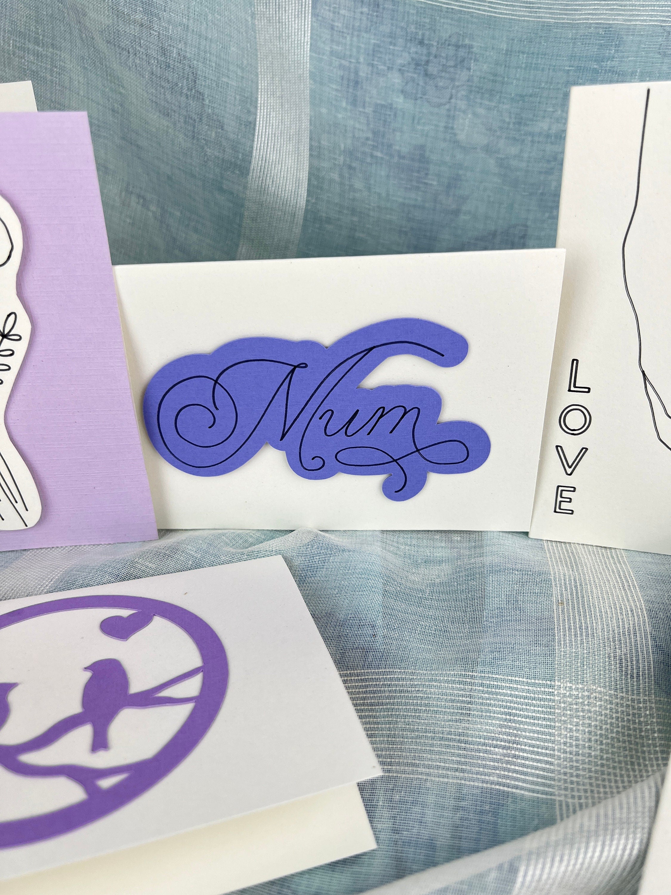 Handgefertigtes Set aus 5 handgefertigten Doppelpostkarten und passenden Umschlägen