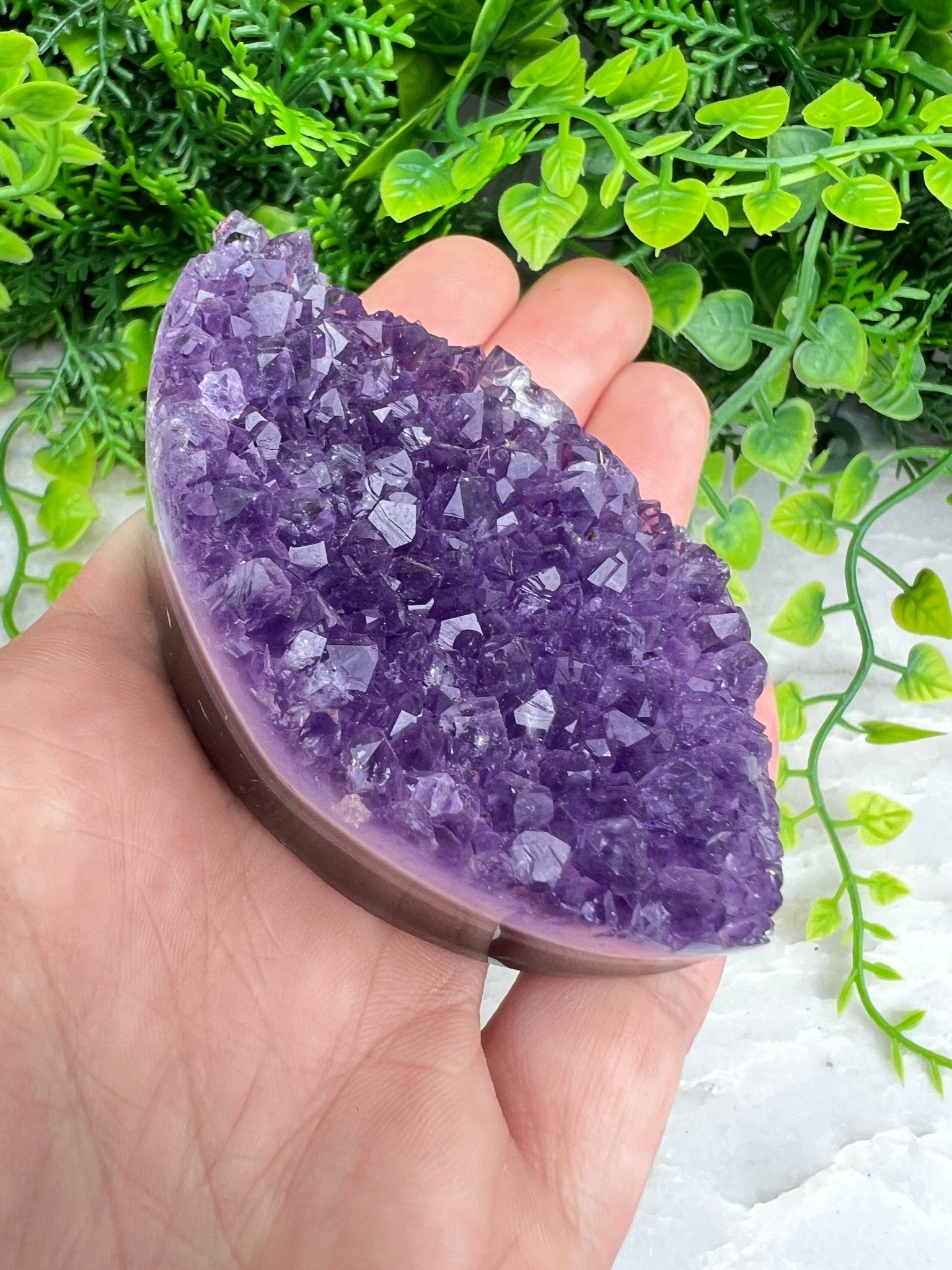 Amethyst und Achat, elliptisch, rundum poliert (7 cm) von KEY LIME STORE