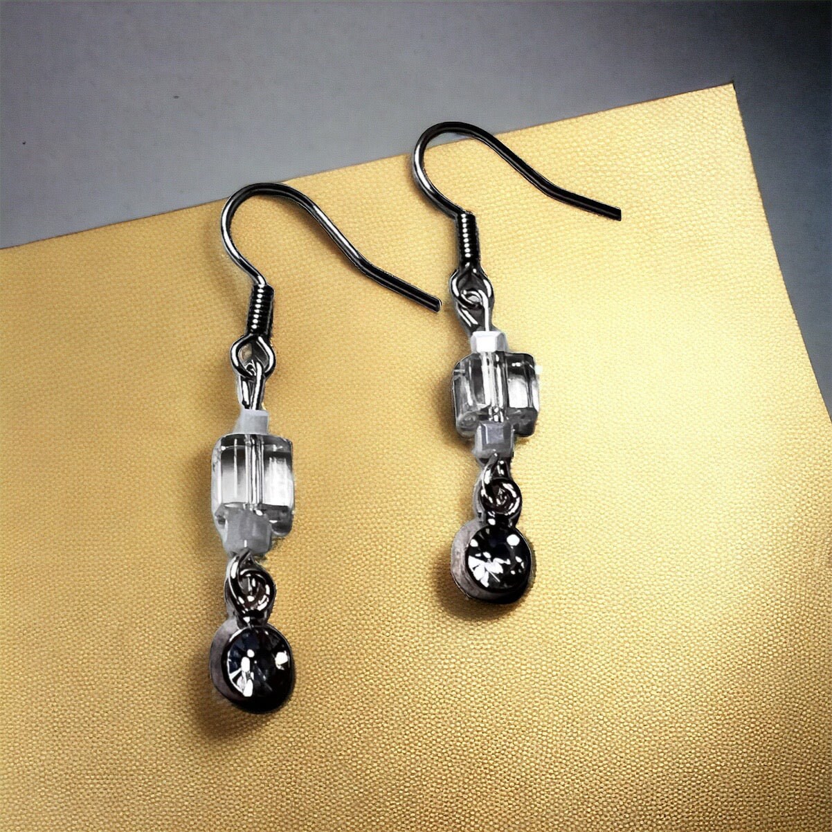 Silver glass bead earrings