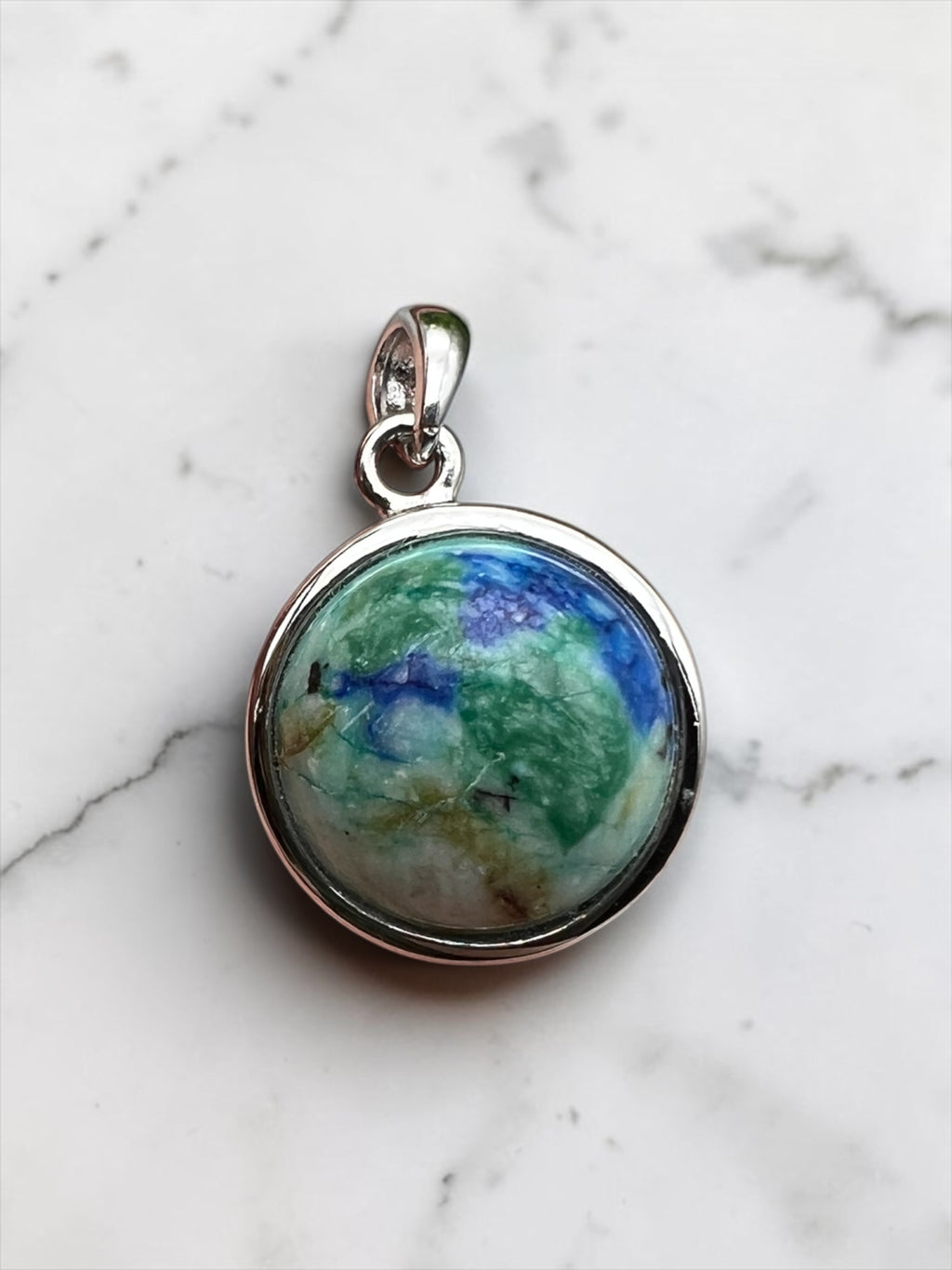 925er Sterlingsilber | Azurit-Anhänger (insgesamt 20 mm) von KEY LIME STORE