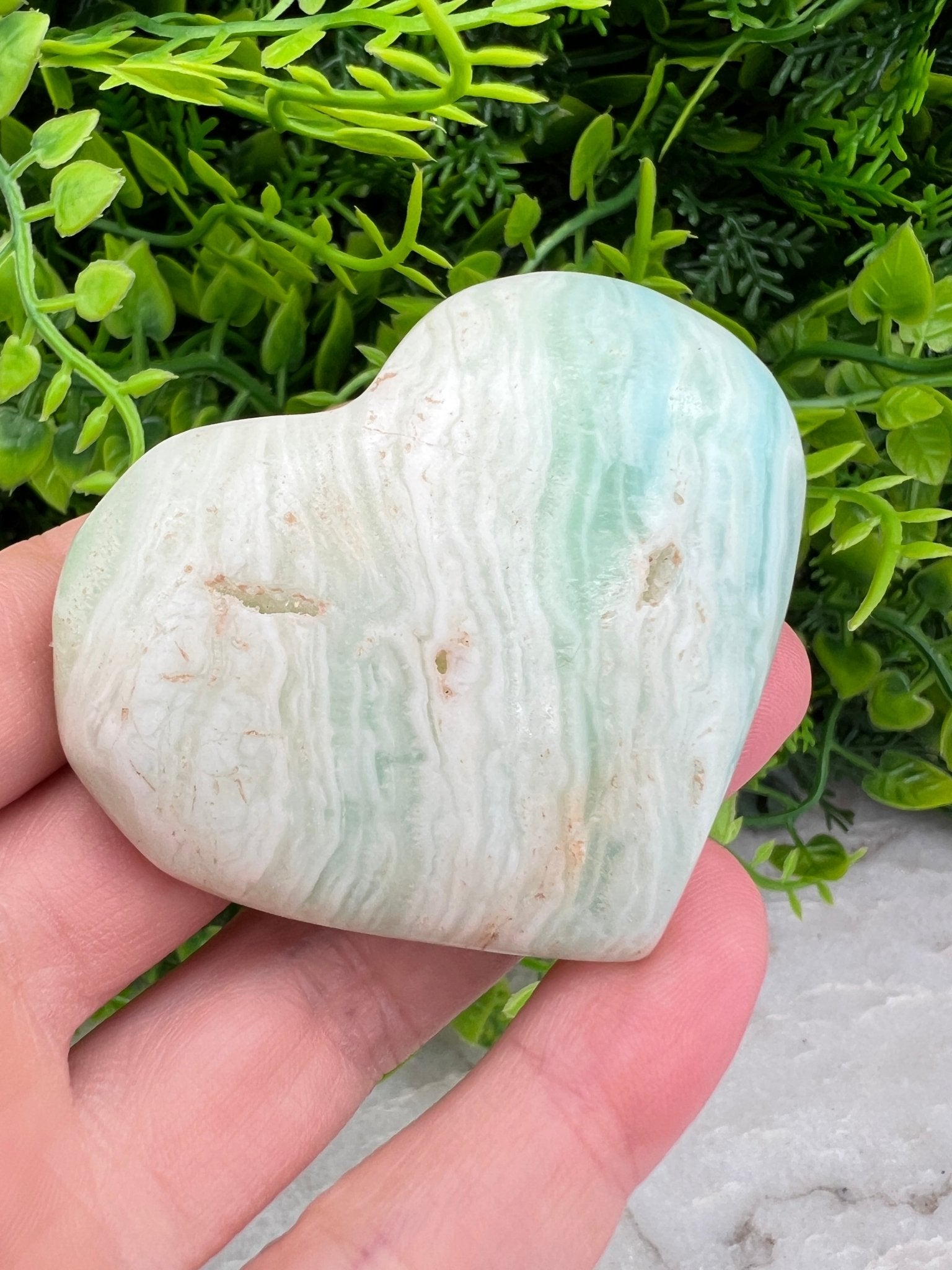 Blaues Aragonit (Caribean Blue Calcite) Herz (6 cm) von KEY LIME STORE