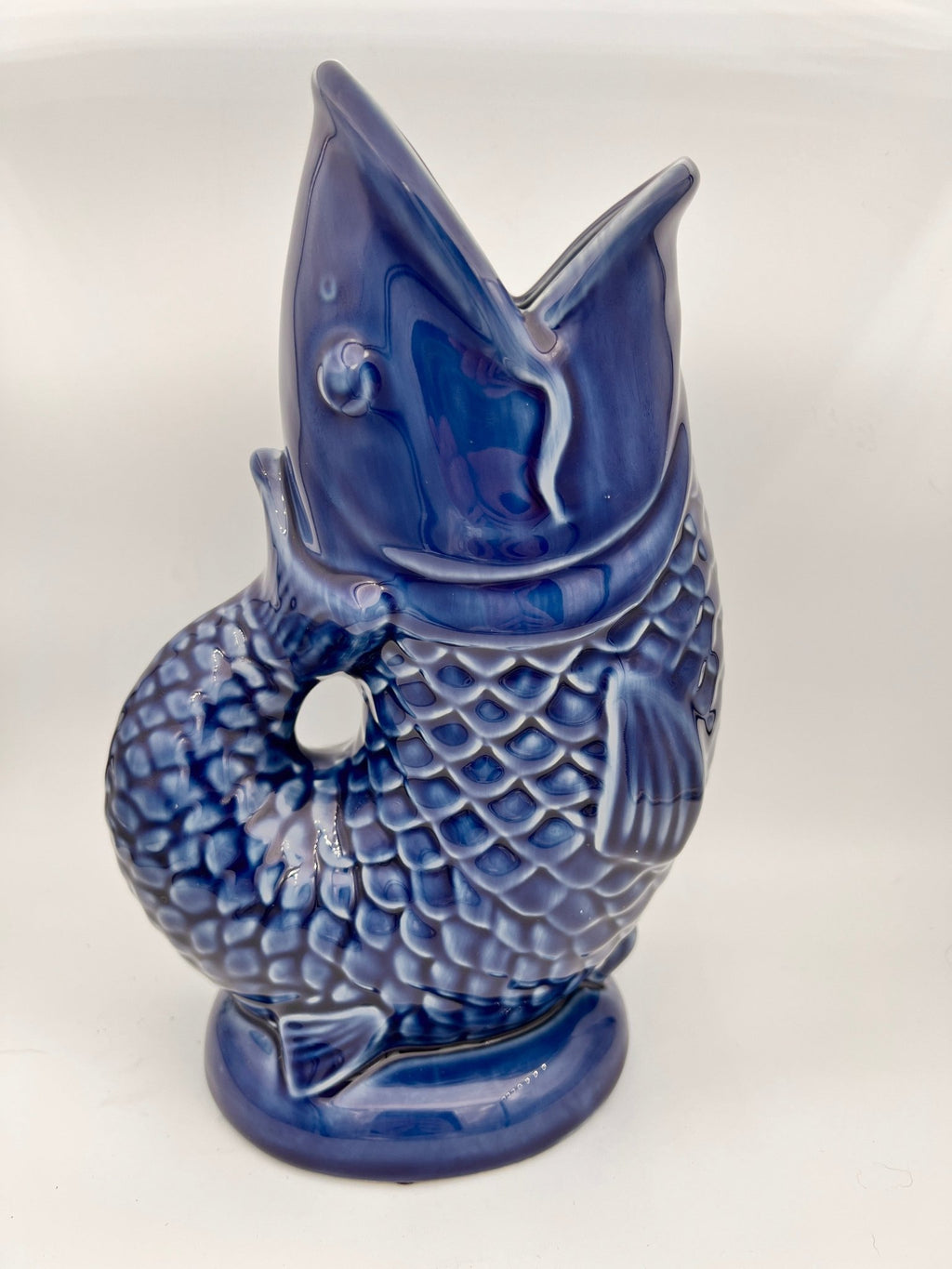 Blaue Fischvase, 26 cm hoch, von KEY LIME STORE