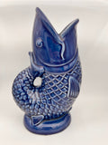Blaue Fischvase, 26 cm hoch, von KEY LIME STORE