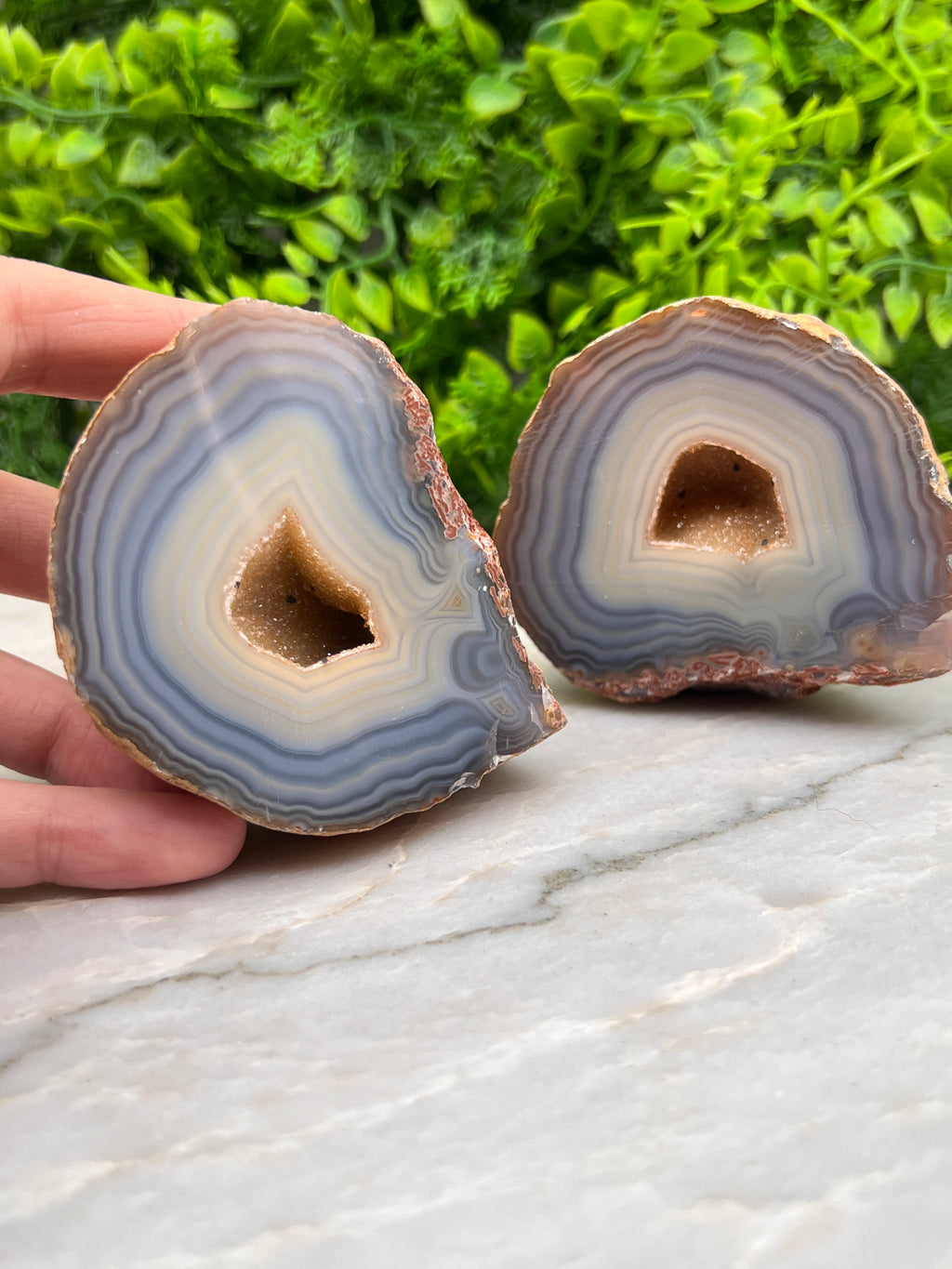 Agaat geode 2 helften van dezelfde steen