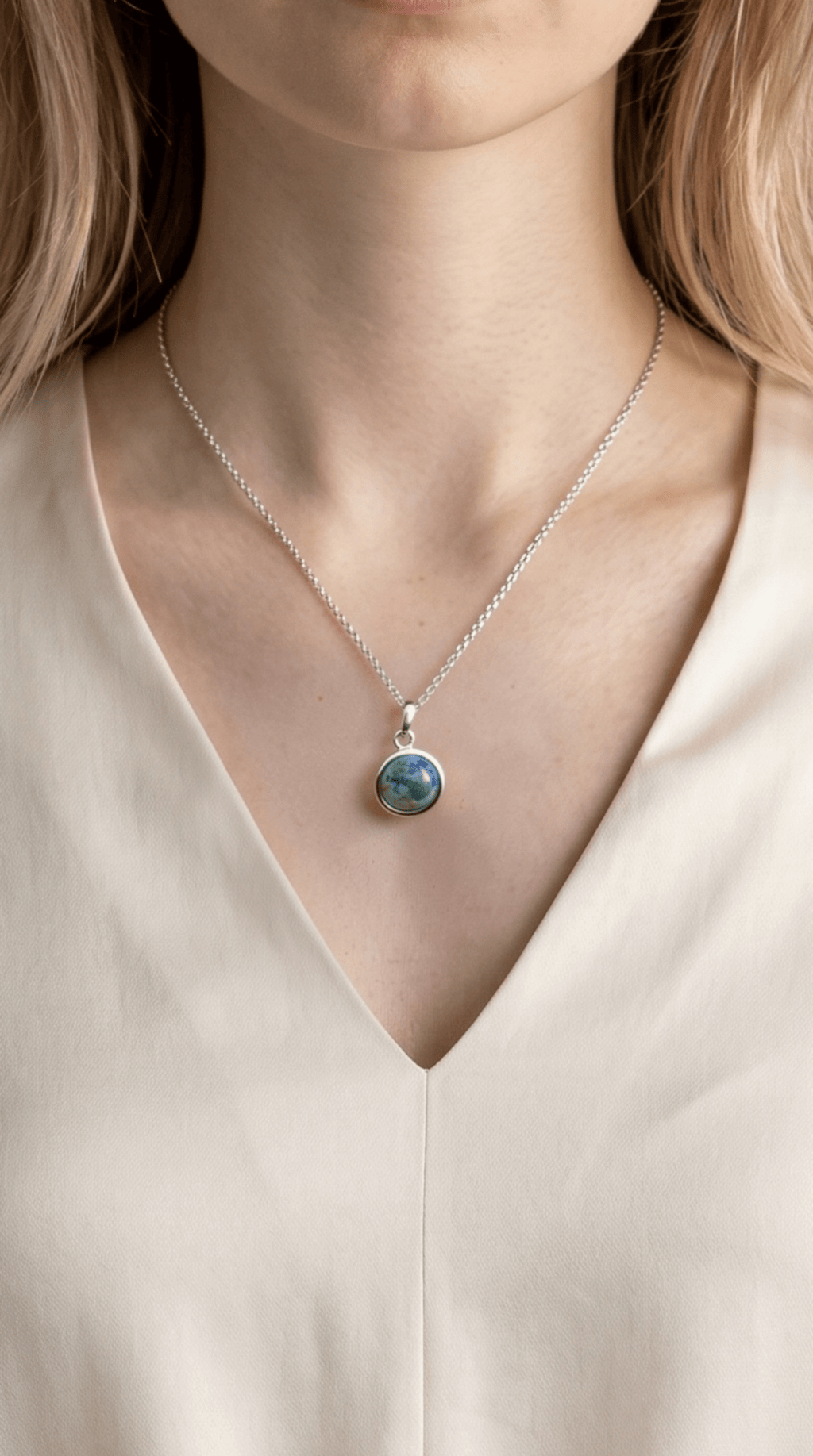 925er Sterlingsilber | Azurit-Anhänger (insgesamt 20 mm) von KEY LIME STORE