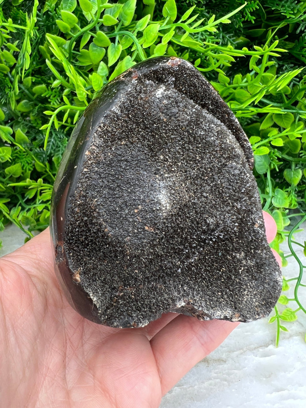 Druzy-Septarie, eiförmig geschliffen, mit Sockel (532 Gramm) von KEY LIME STORE