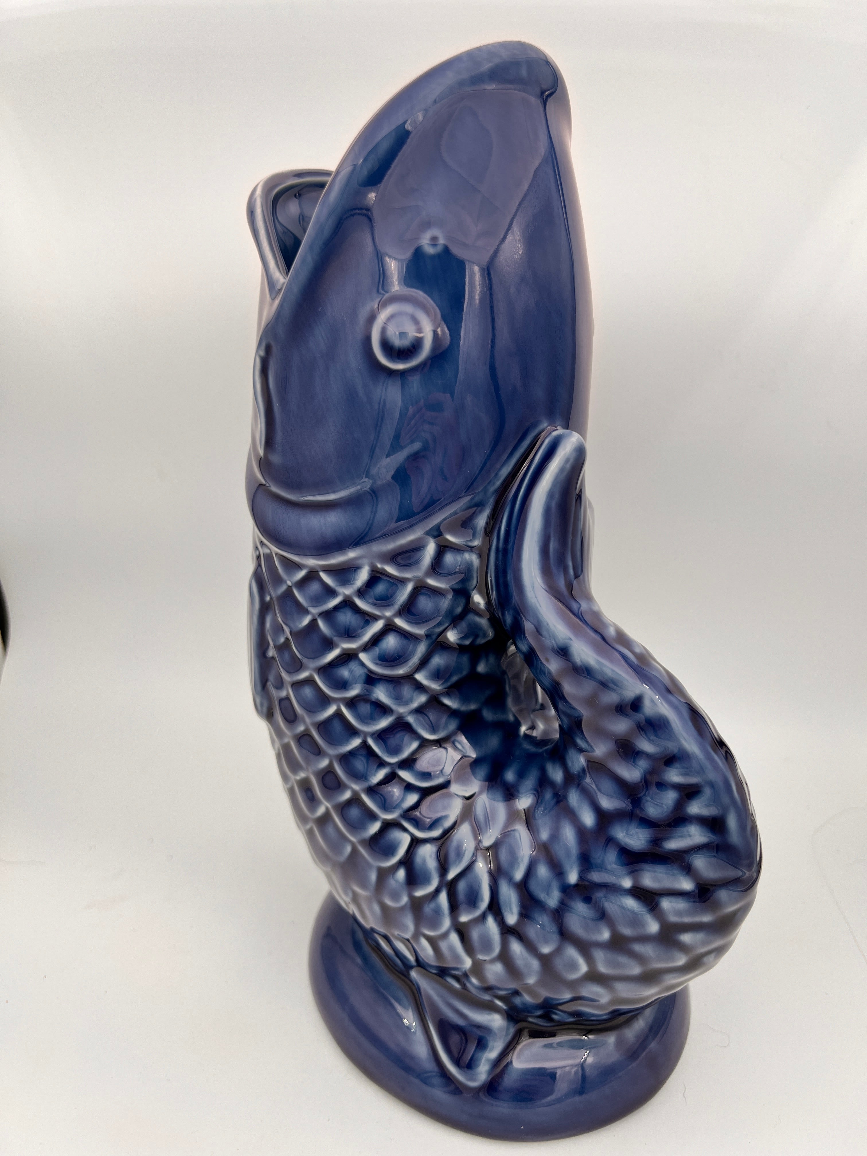 Blauwe vis vaas van 26 cm hoog