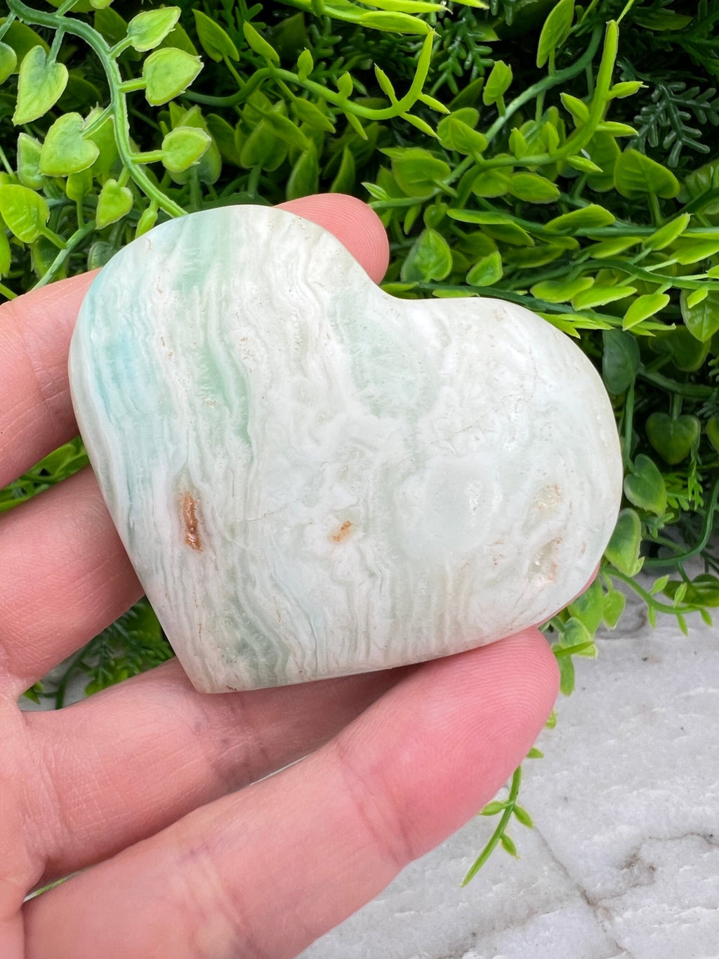 Blaues Aragonit (Caribean Blue Calcite) Herz (6 cm) von KEY LIME STORE