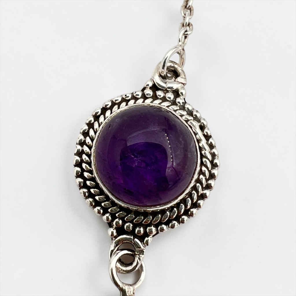 Armband aus 925er Silber mit Amethyst – verstellbar von 15,5 bis 19,5 cm von KEY LIME STORE