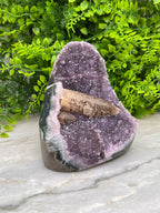 Amethist met Kwartskristal cut base - zeldzaam by KEY LIME STORE