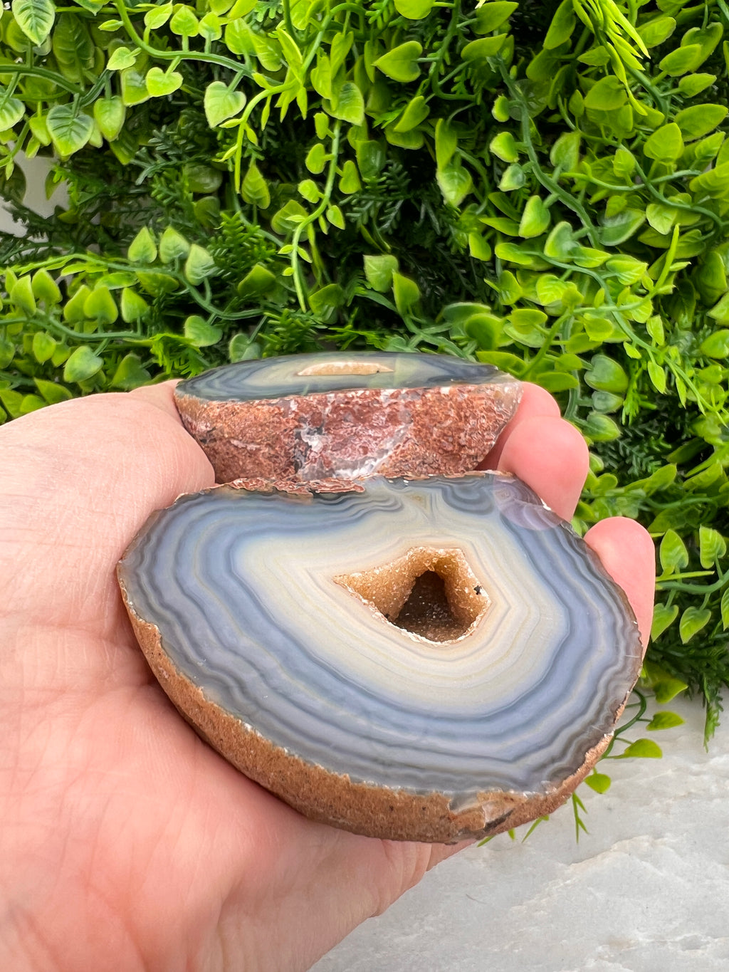 Agaat geode 2 helften van dezelfde steen