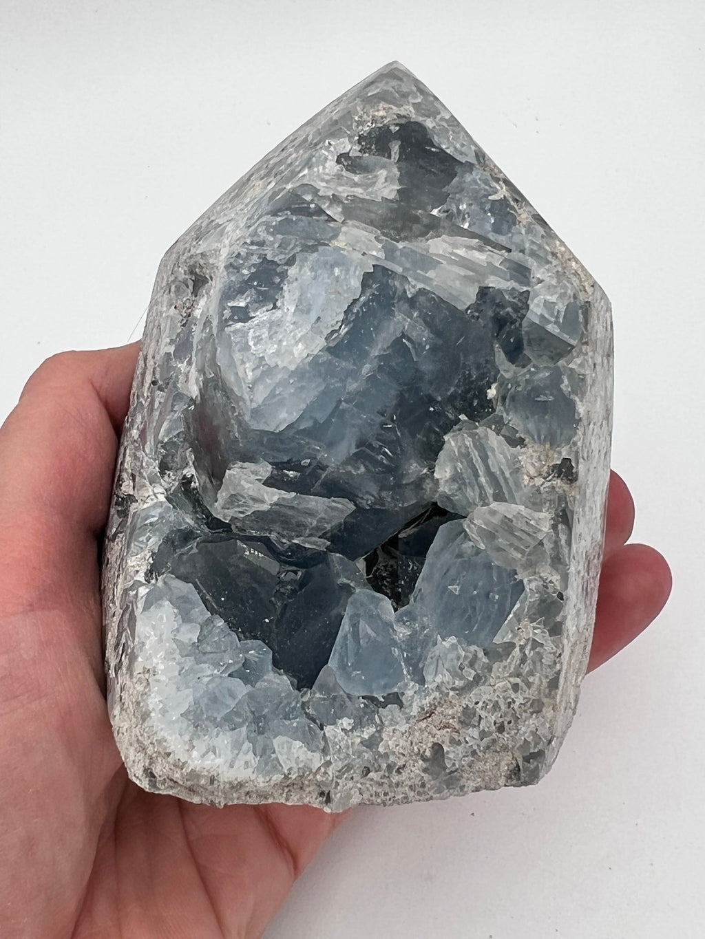 Celestien-Cluster, Spitzenschliff, Basis 0,827 kg von KEY LIME STORE