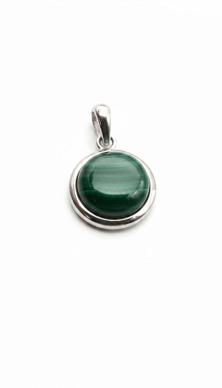 925er Sterlingsilber | Malachit-Anhänger (insgesamt 17 mm) von KEY LIME STORE