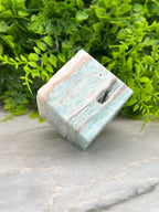 Caribbean Blue (Aragonite / Calciet) kubus cut base