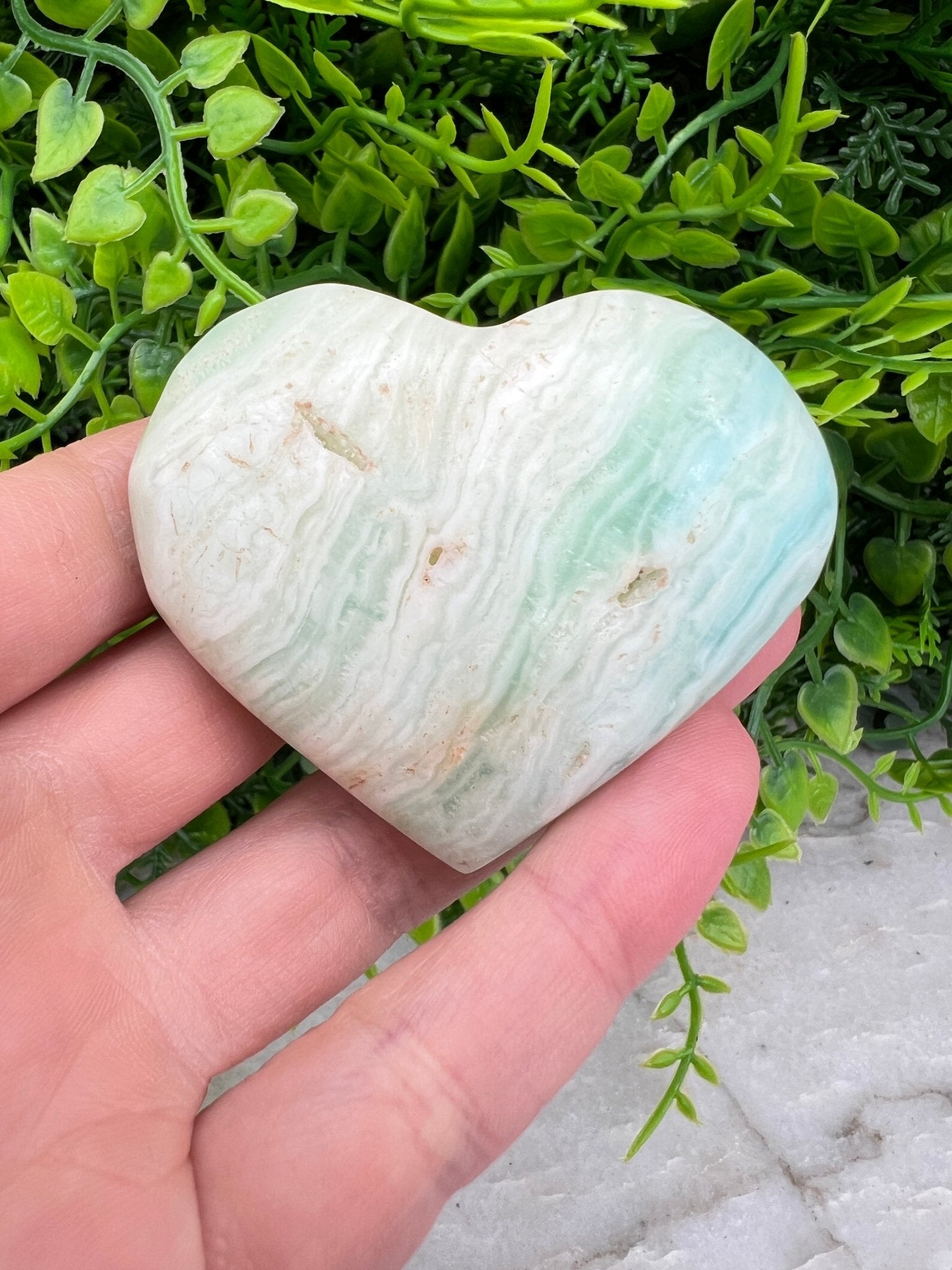 Blaues Aragonit (Caribean Blue Calcite) Herz (6 cm) von KEY LIME STORE