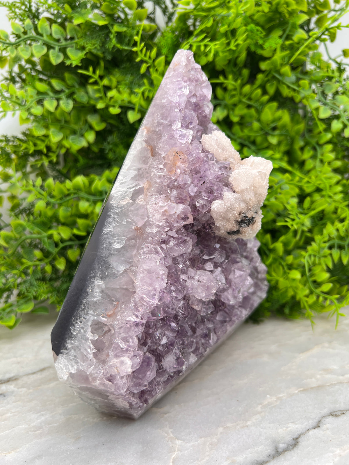 Amethist, Agaat en druzy Calciet in diamantvorm XL
