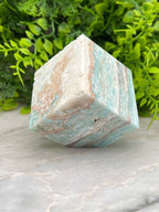 Caribbean Blue (Aragonite / Calciet) kubus cut base